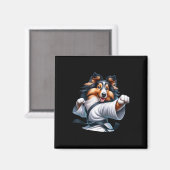 Karate Shetland Sheepdog Funny Spaß Tierfreunde Magnet (Vorderseite/Rückseite)