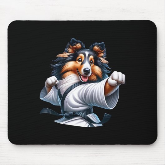 Karate Shetland Sheepdog Funny Spaß Tierfreunde Mousepad (Vorne)