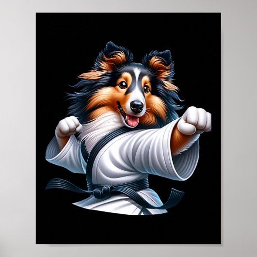 Karate Shetland Sheepdog Funny Spaß Tierfreunde Poster (Vorne)