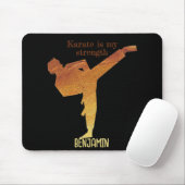Karate Silhouette Golden Black Moderne Typografie Mousepad (Mit Mouse)