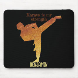 Karate Silhouette Golden Black Moderne Typografie Mousepad