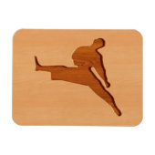 Karate-Silhouette, in Holzeffekt graviert Magnet (Horizontal)