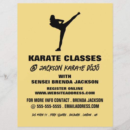 Karate-Silhouette, Karate-Klassenwerbung Flyer (Vorne)