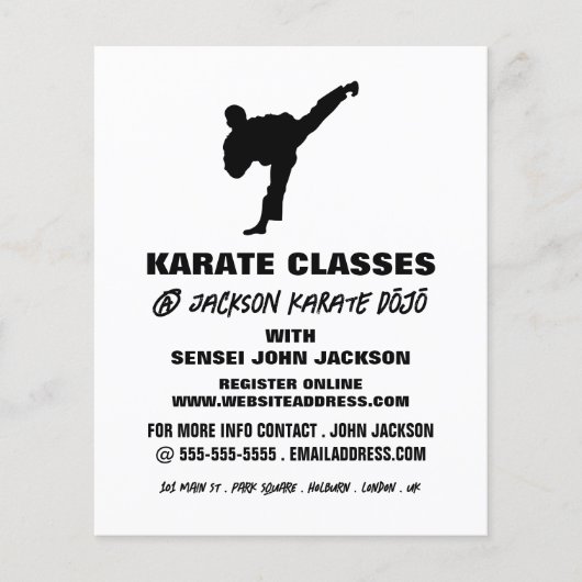 Karate-Silhouette, Karate-Klassenwerbung Flyer (Vorne)
