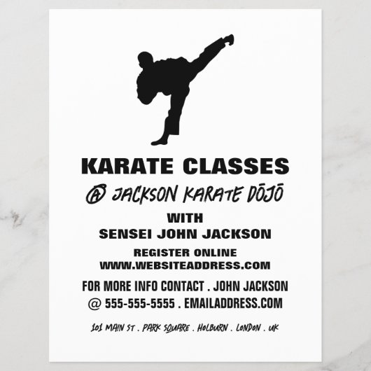 Karate-Silhouette, Karate-Klassenwerbung Flyer (Vorne)