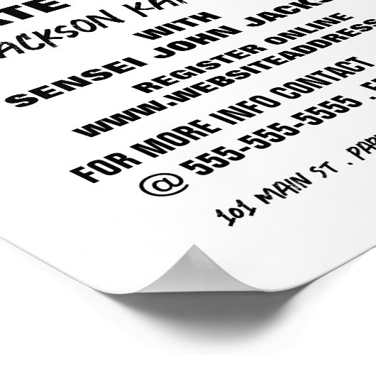 Karate-Silhouette, Karate-Klassenwerbung Poster (Ecke)