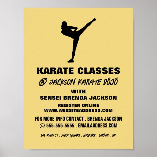 Karate-Silhouette, Karate-Klassenwerbung Poster (Vorne)