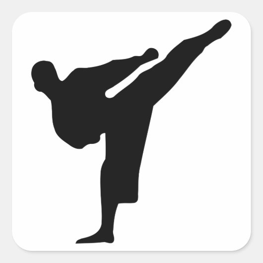 Karate Silhouette Quadratischer Aufkleber (Vorderseite)