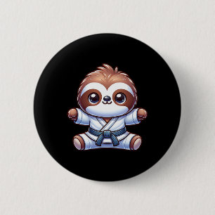 Karate Sloth Adorable Master Martial Art Button
