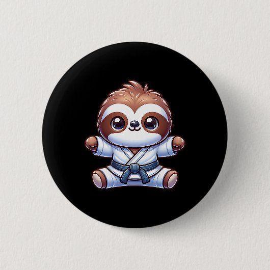 Karate Sloth Adorable Master Martial Art Button (Vorderseite)