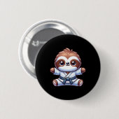 Karate Sloth Adorable Master Martial Art Button (Vorne & Hinten)