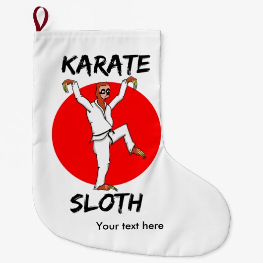 karate sloth ALL SHOPS TEXT.png Großer Weihnachtsstrumpf (Vorderseite)
