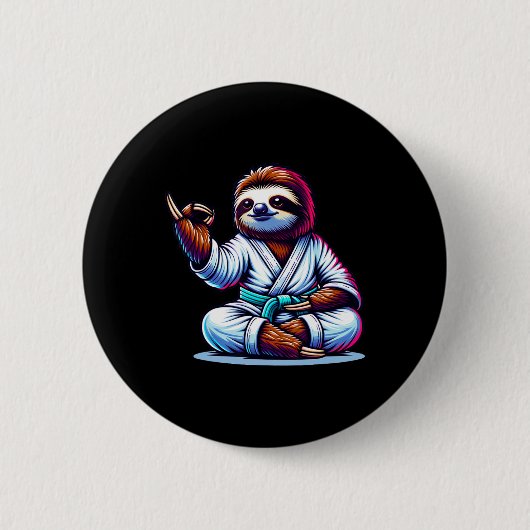Karate Sloth Embracing Calm Serenity Button (Vorderseite)