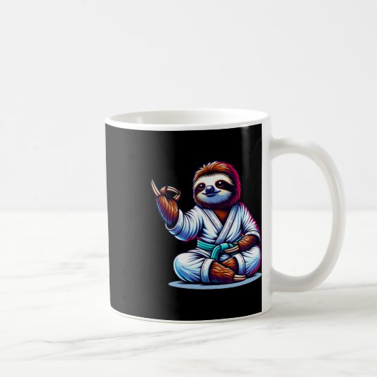 Karate Sloth Embracing Calm Serenity Kaffeetasse (Rechts)