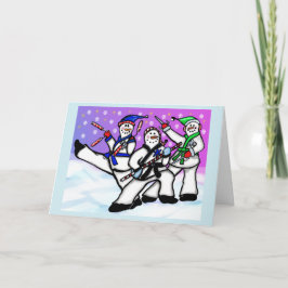 Karate Snowmen mit Waffenkarte Feiertagskarte
