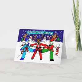 Karate Snowmen und Rentier Karate Turnier Card Feiertagskarte