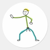 Karate Stickman Runder Aufkleber (Vorderseite)