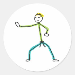 Karate Stickman Runder Aufkleber