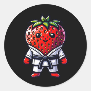 Karate Strawberry Fun Design for Martial Arts Lieb Runder Aufkleber