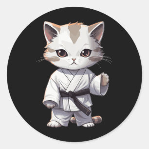 Karate Süße Katze Martial Arts Kätzchen Für Katzen Runder Aufkleber