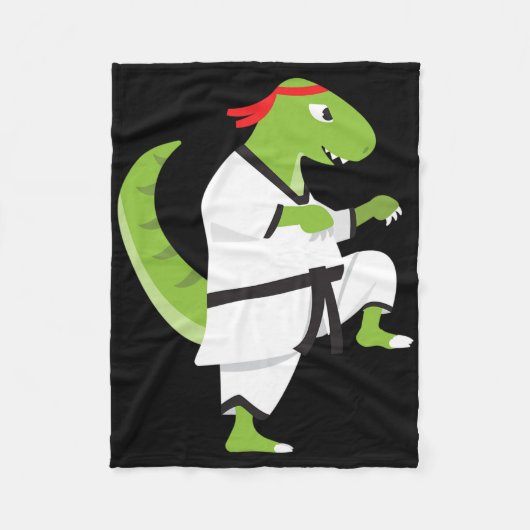 Karate T-Rex Cool Cute Dinosaur Kämpfer Halloween  Fleecedecke (Vorderseite)