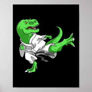 Karate T-Rex Dino-Schüler Dinosaurier-Lehrer Karat Poster