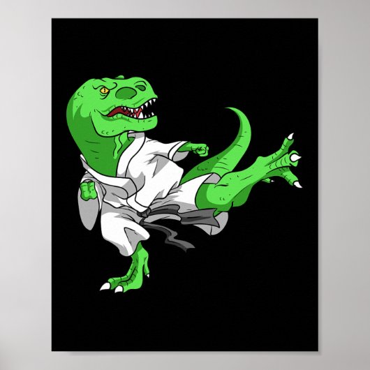 Karate T-Rex Dino-Schüler Dinosaurier-Lehrer Karat Poster (Vorne)