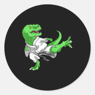 Karate T-Rex Dino Schüler Dinosaurier Lehrer Karat Runder Aufkleber