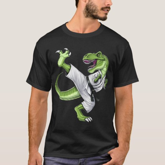 Karate T-Rex Dinosaurier T-Shirt (Vorderseite)