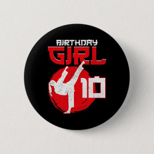 Karate Taekwondo 10 Jahre alt Geburtstag Kampfkuns Button