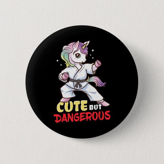 Karate Taekwondo Einhorn Geschenk Button (Vorderseite)