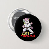 Karate Taekwondo Einhorn Geschenk Button (Vorne & Hinten)