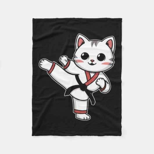Karate Taekwondo Funny Cat Jiu Jitsu Girls Fleecedecke (Vorderseite)