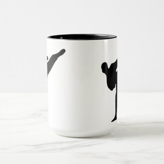 Karate / Taekwondo Kick Silhouette Kaffee Tasse (Zentrum)