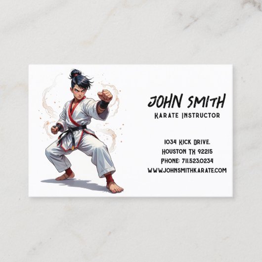 Karate Taekwondo Martial Arts Instructor Visitenkarte (Vorderseite)