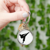 Karate-/Taekwondo-Tritt-Silhouette-runder Schlüsselanhänger (Hand)