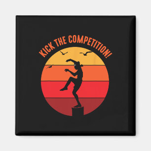 Karate-Teenager-Kind Vintage-Sonnenuntergang am Pa Magnet