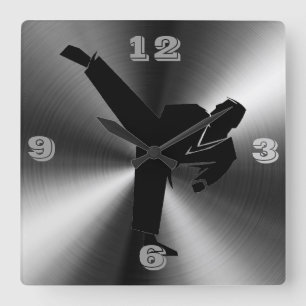 Karate Tic Toc Quadratische Wanduhr
