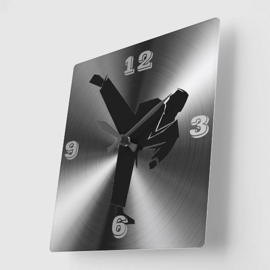 Karate Tic Toc Quadratische Wanduhr (Winkel)