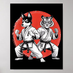 Karate Tiger Hund Karate Gi Karate Japanische Sach Poster
