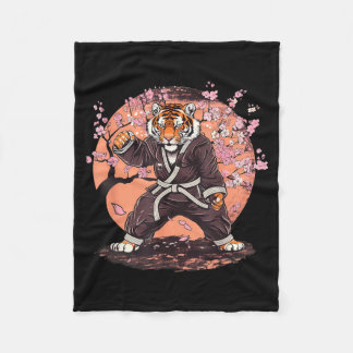Karate Tiger Sakura Blumen Taekwondo Jiu-Jitsu Fleecedecke