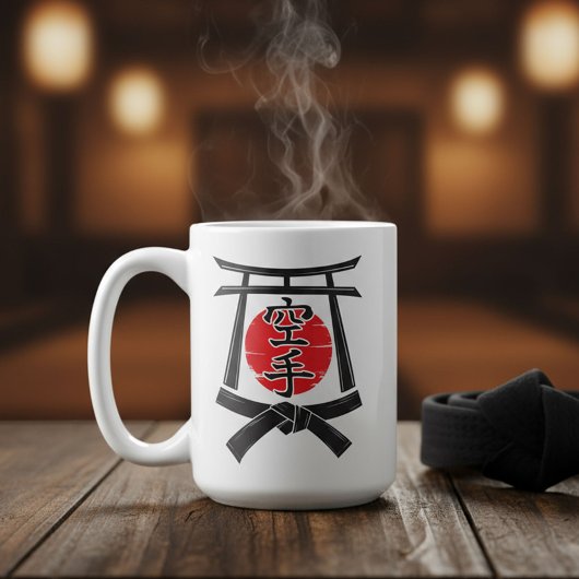 Karate - Torii gate, Sun and Kanji Kaffeetasse