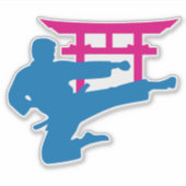 Karate Torii Neon Kämpfer Aufkleber (Vorderseite)