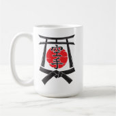 Karate - Torii-Tor, Sonne und Kanji Kaffeetasse (Links)