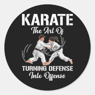 Karate-Training-Offensive schwarzer Gürtel Sport K Runder Aufkleber
