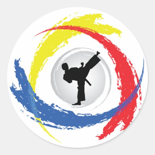 Karate Tricolor Emblem Runder Aufkleber (Vorderseite)