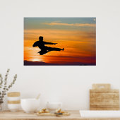 Karate Tritt bei Sonnenaufgang, Poster (Küche)