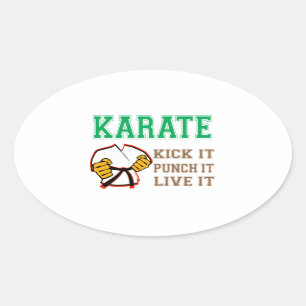 Karate-Tritt locht es, ihn, lebt es Ovaler Aufkleber