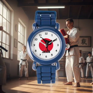 Karate-Uhr für Kinder mit personalisiertem Namen Armbanduhr