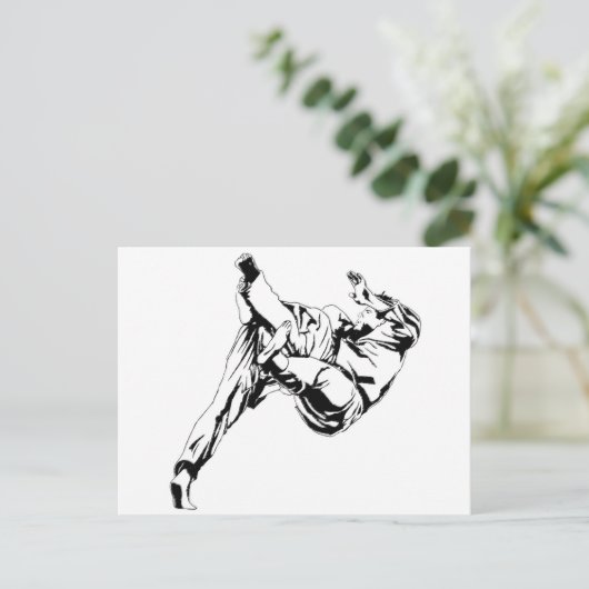 Karate und ein Judo. Werftechnik Postkarte (Stehend Vorderseite)